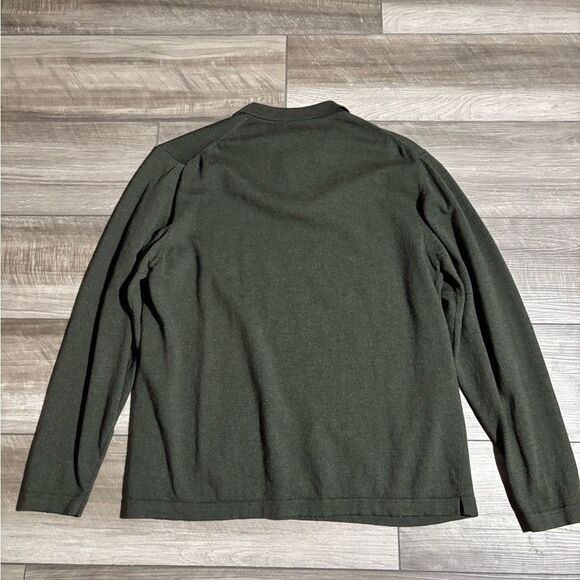 Men’s Banana Republic Green Long Sleeve Polo Shirt Size M Extra Fine Marino Wool - Picture 2 of 5